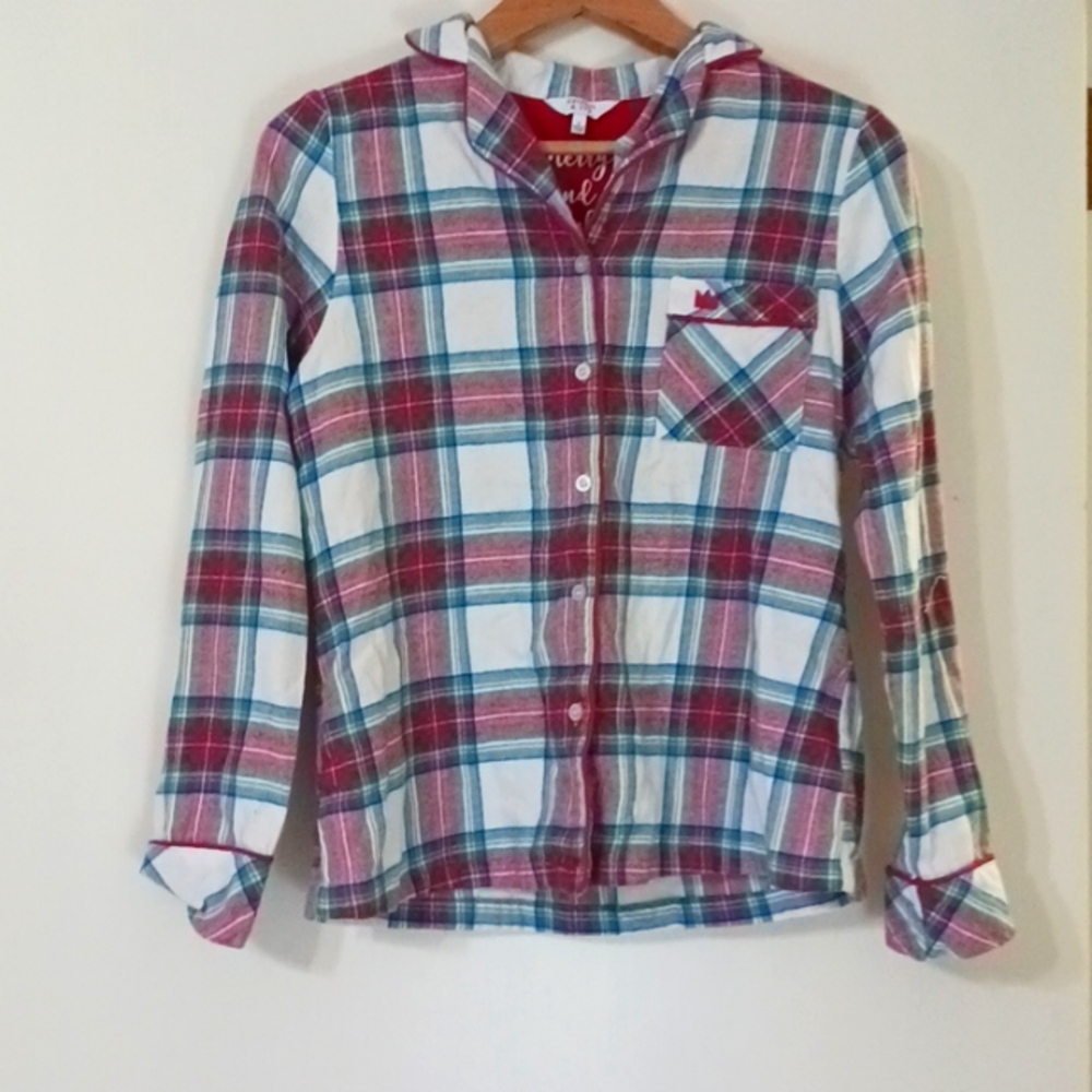 crown & ivy small multi colored plaid pajama top